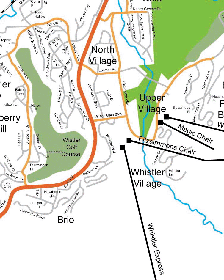 Map Of British Columbia Whistler. Street Map of Whistler